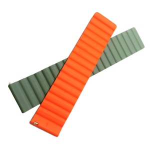 Bracelet de montre magnétique en silicone Lanjo B9722 orange/gris 22 mm avec un nouveau design durable en caoutchouc pour montres - Product Image 1