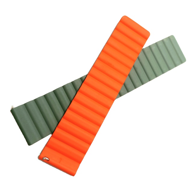 Lanjo B9722 Orange/Grey 22mm Silicone Magnetic Watch Strap with Durable New Design Rubber Band for Watches