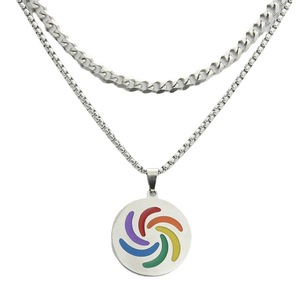 Collier pendentif rond en acier inoxydable Yunnique pour hommes, design géométrique, bijoux tendance, fabriqué à Dongguan 280643 - Product Image 5