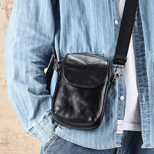 Joyir Men's Crossbody <b>Bag</b> Genuine Leather Black Casual Shoulder <b>Bag</b> For Travel And Daily Use - Product Image 1
