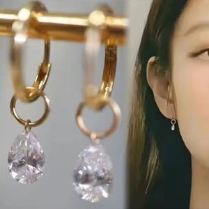 Xinfly 18K Gold 1CT Lab Grown Diamond Water Drop Earrings Au750 Pear Cute <b>Hoop</b> Design Gift Hot Sale Fine Jewelry Customizable - Product Image 1