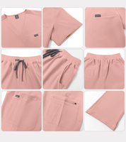 Uniformes Médicos de Alta Calidad, Elásticos en 4 Direcciones, Spandex, Poliéster, Rayón, Suaves, Conjuntos de Uniformes de Hospital Unisex, Top con Cuello en V y Pantalones Rectos