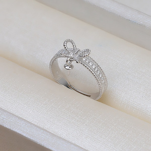 Anneau ouvert en argent S925 avec nœud papillon réglable, accessoires en perles DIY, support vide, 260 composants et trouvailles de bijoux - Product Image 3