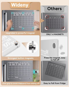 Calendrier mensuel et <span class=keywords><strong>hebdomadaire</strong></span> réutilisable en acrylique magnétique effaçable à sec pour réfrigérateur - Product Image 4