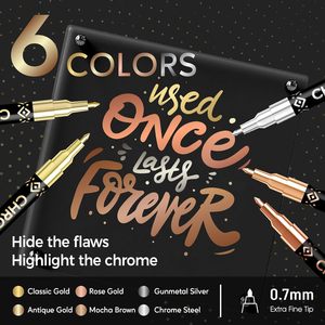 Marqueur chromé miroir argenté doré métallique à pointe de 0,7 mm, 6 couleurs, pour la coloration de modèles - Product Image 2