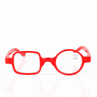 Lunettes de lecture pour presbytie élégantes, innovantes et originales, de style italien, avec monture en PC bleu, blanc et orange indestructible et position de lentille amusante