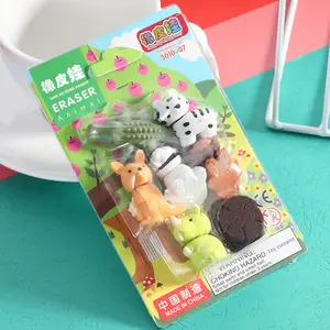 Çocuklar için sevimli hayvan tarzı promosyon silgiler toplu bulmaca oyuncaklar karnavallar için ödüller paskalya dolgu kırtasiye koleksiyonları