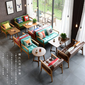 Set di Divani e Tavoli in Legno Massello per Ristoranti e Caffetterie in Stile Nordico Minimalista - Product Image 3