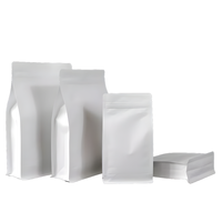 Pochette à fond plat en papier kraft blanc mat avec fermeture éclair normale pour l'emballage alimentaire de grains de café