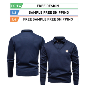 เสื้อสเวตเตอร์คอวี แขนยาว ติดกระดุม สไตล์เสื้อเชิ้ต ผ้าเนื้อนุ่ม สกรีนโลโก้ได้ตามต้องการ สำหรับผู้ชาย - Product Image 2