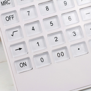 Calculatrice scientifique à clavier blanc en cristal, 12 chiffres, matériau ABS, cylindrique, pile - Product Image 3