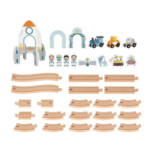 Station spatiale en bois Fente Jouet <span class=keywords><strong>Parking</strong></span> Jouets ferroviaires en bois Train en bois Ensemble pour enfants - Product Image 2