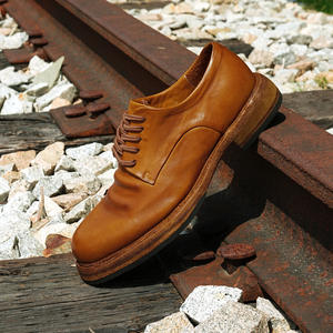รองเท้าหนังผู้ชายแบบผูกเชือก สไตล์ธุรกิจ ทำจากหนังม้า ผ่านกระบวนการฟอกและทำให้ดูเก่าแบบวินเทจ รองเท้าเดอร์บี้ทำมือ - Product Image 3