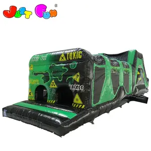 2 part cheap inflatables obstacle course for sale, toxic inflatable obstacle with slide for kids and adults