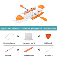 Kayak monoplace en polycarbonate de haute qualité, coque monobloc transparente, résistant aux rayures, fond transparent, idéal pour le tourisme