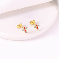 Boucles d'oreilles tendance Huibao en acier inoxydable avec pierres CZ colorées, motifs nœud, feuille, fleur et patte, bijoux pour femmes, vente en gros