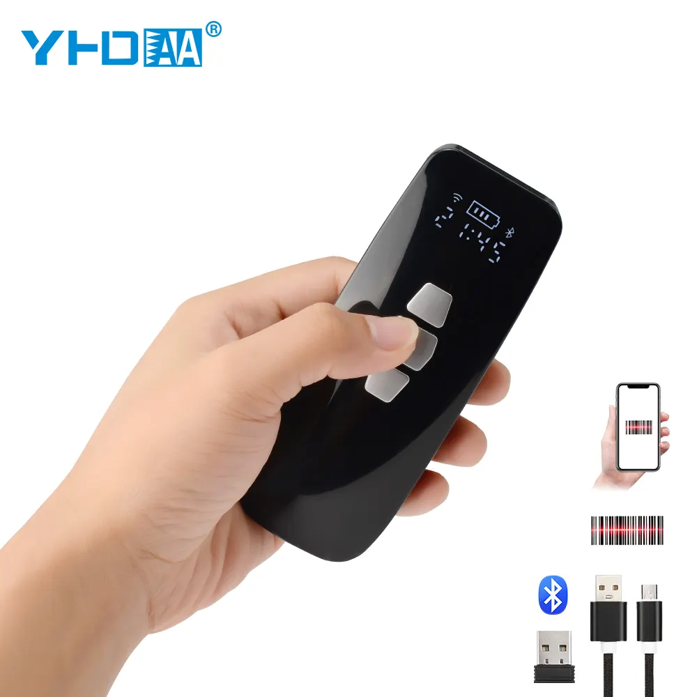 Yhdaa mới đến cầm tay di động mini tự động quét 1D QRcode CCD Bluetooth Đầu đọc mã vạch Hỗ trợ Windows Android IOS