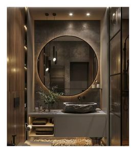 Meuble-lavabo de salle de bain en bois de style moderne et luxueux, design personnalisé, avec miroir intelligent - Product Image 1