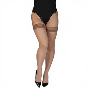 Medias de Mujer Annes Styling <span class=keywords><strong>Sindis</strong></span>, 15 Denier, Antideslizantes, de Silicona, Transparentes, Hasta el Muslo, a Rayas, Hechas en China - Product Image 1