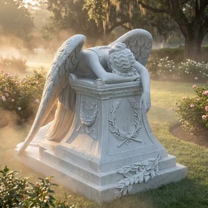 Statue d'ange en marbre naturel, design traditionnel, pour tombes, <span class=keywords><strong>pierre</strong></span> tombale extérieure personnalisée pour cimetière - Product Image 5