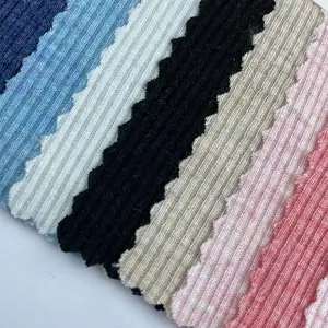 Vải Sườn Dệt Kim Nhiều Màu 2*2 Sọc Co Giãn Sợi Viscose Polyester Thân Thiện Với Môi Trường Cảm Ứng Siêu Mềm Cho Áo Vest