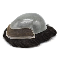 Toupee de pelo indio Remy virgen europeo, encaje suizo frontal PU, piel fina, cuerpo ondulado, negro Natural, Bio, productos al por mayor para hombres, venta al por mayor