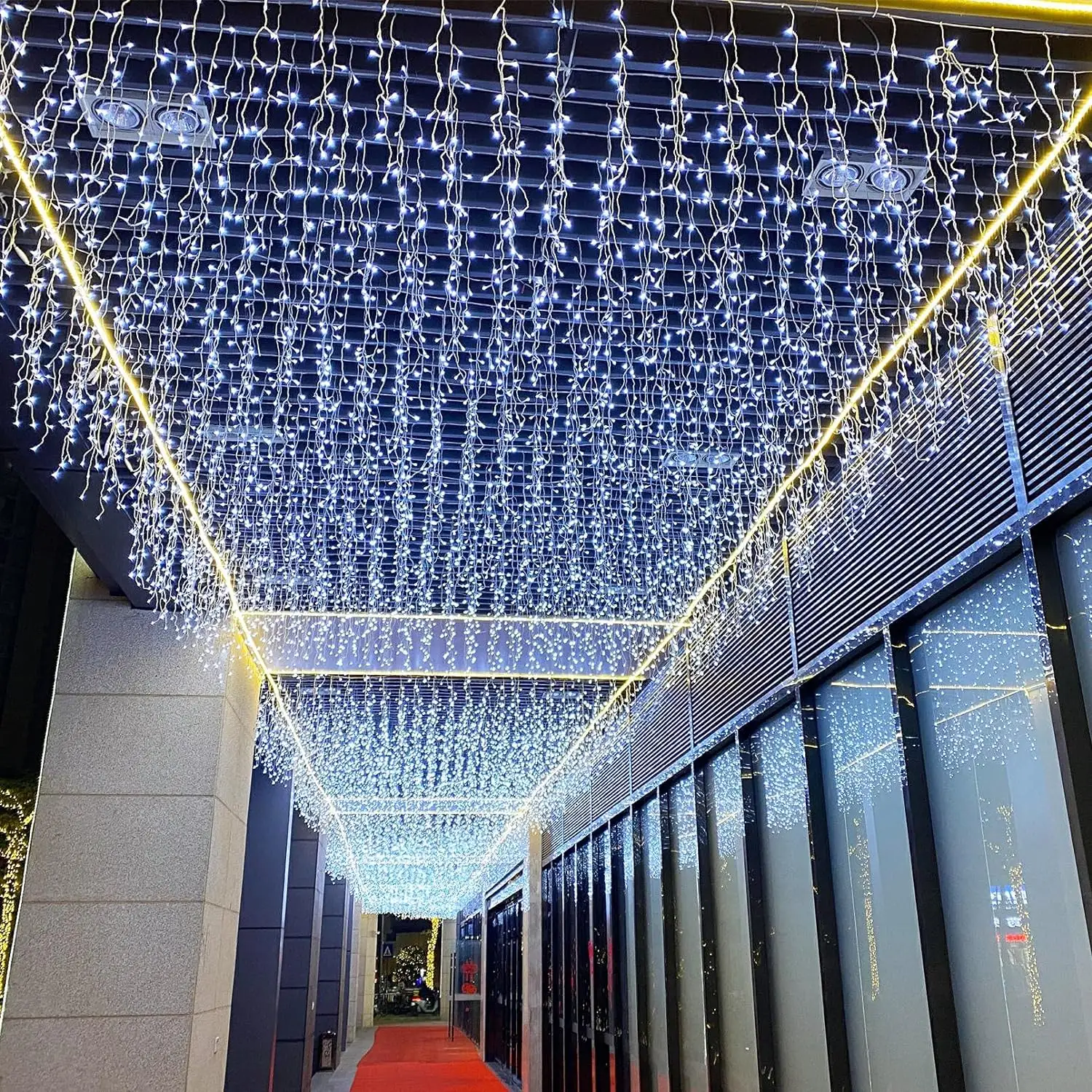 Lampu tirai Led kustom lampu tirai Natal lampu tali es dekorasi luar ruangan Tahun Baru karangan bunga pesta pernikahan