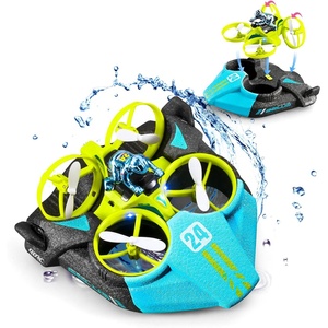 Mousse EPP 3 en 1 Mini Aéroglisseur <span class=keywords><strong>Rc</strong></span> <span class=keywords><strong>Bateau</strong></span> Jouet <span class=keywords><strong>Mer</strong></span> Terre Air Télécommande Maintien d'altitude Quadcopter Drone Course Drift Car avec Lumière - Product Image 1