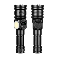 Lampe torche magnétique longue portée, laser blanc, source lumineuse double COB, 9 modes d'éclairage, écran numérique, torche étanche pour l'extérieur
