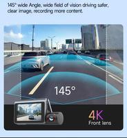 Grabadora de Video para Auto con Pantalla Táctil IPS 4K+1K+2K, Visión Nocturna, Formato H.264, Mini Portátil, 1 Año de Garantía, DVR para Auto