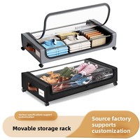 Boîte de rangement pliable sous le lit en tissu Oxford avec roulettes, design moderne et minimaliste, facile à déplacer, pour vêtements/chaussures/jouets