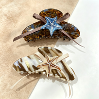 Nouvelle Pince à Cheveux Étoile de Mer en Acétate, Personnalisée, Élégante, de Niche, Type Requin, pour l'Arrière de la Tête, Accessoire Capillaire pour Femme