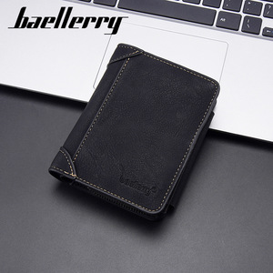 กระเป๋าสตางค์แบบพับสามตอนสำหรับผู้ชาย Baellerry สีดำ มีซิปอเนกประสงค์ ใช้ได้ทุกวัน - Product Image 1