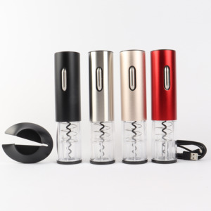 Ouvre-bouteille de vin électrique Rechargeable, cadeau de vacances, ensemble cadeau avec coupe-feuille et <span class=keywords><strong>bouchon</strong></span> de versement - Product Image 1