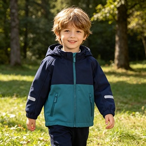 Veste softshell à capuche <span class=keywords><strong>avec</strong></span> fermeture éclair, imperméable, doublure en polaire polyester, bleu lac clair/bleu <span class=keywords><strong>montagne</strong></span>, taille 86-140 - Product Image 1