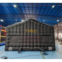 Tente de fête gonflable portable en forme de cube pour discothèque, tente de fête gonflable noire pour la cour, tente de fête gonflable à vendre