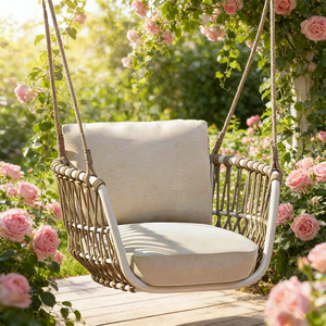 Fauteuil suspendu de balcon nordique, <span class=keywords><strong>hamac</strong></span> en corde tissée à la main, chaise suspendue pour jardin extérieur, villa, salon - Product Image 3