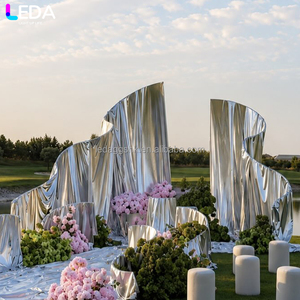 LEDA Modern Detachable <b>Backdrop</b> <b>Stand</b> S Shape Fabric Cover Silver Foil-stamped Fabric Display <b>Stand</b> for Event Wedding - Product Image 1