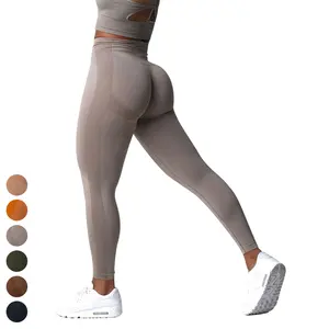 Individuelles Logo Trainingsbekleidung kationisch hochelastische Yoga-Leggings Gesäßheber Laufen Fitness-Hose nahtlose Yoga-Leggings Damen