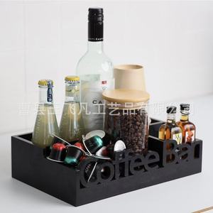 Coffee Bar Wooden Storage Box 30.5x19x7.6cm For Coffee Pods And Bottles Desktop Organizer - Product Image 1