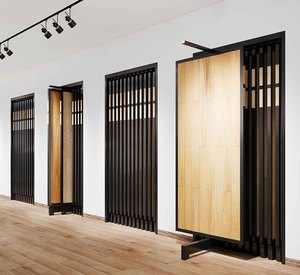 Tùy chỉnh showrooms kim loại sàn gỗ hiển thị đứng tầng thường vụ sàn gỗ Mẫu hiển thị Rack với tiêu đề - Product Image 6