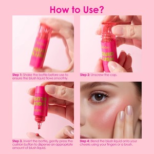 Fard à joues liquide Air-cushioned Button 6 couleurs, blush liquide polyvalent, rouge à lèvres mat <span class=keywords><strong>rose</strong></span>, maquillage longue tenue et facile à appliquer - Product Image 2
