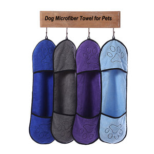 Ultra Absorbent Microfiber Dog Grooming Towel with Hand Pockets Quick Drying Dog Shammy Stocked Feature - Product Image 1
