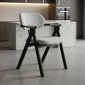 Silla de Comedor Tapizada Portátil Moderna YAKUT con Brazos, Asiento de Tela, Patas de Metal Resistentes, Estilo Nórdico, Apilable y Ergonómica - Product Image 1