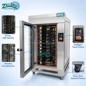 <span class=keywords><strong>Four</strong></span> à convection rotatif industriel à 5/10 plateaux, panneau de commande micro-ordinateur, machine à cuire en acier inoxydable pour boulangerie - Product Image 6