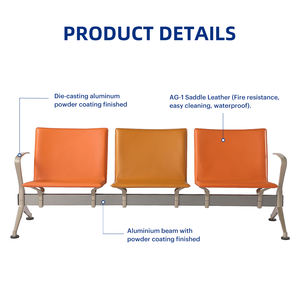 Silla de Espera Moderna de Metal para Aeropuerto con Asiento de Cuero PU, Duradera, de 2 a 5 Asientos, para Banco, Parque, Gimnasio, Hospital, Uso Público - Product Image 2