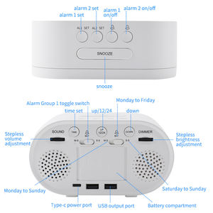 Réveil électronique LED portable EMAF avec double miroir, décoration <span class=keywords><strong>de</strong></span> chambre, transformation numérique RGB, chargeur et lumière LED - Product Image 5
