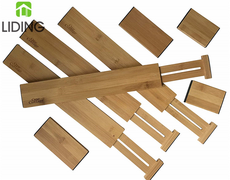 Регулируемый деревянный ящик-органайзер с 4 предметами для кухонной утвари