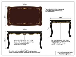 Set da Pranzo in Sette Pezzi in Legno Massello Intagliato <span class=keywords><strong>e</strong></span> Laccato in Stile Neoclassico Europeo, Adatto per la Sala da Pranzo - Product Image 3