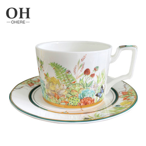 ชุดถ้วยกาแฟและจานรองสไตล์ยุโรปลายกระดูกจีนชุดจานชามกาแฟชาและกาแฟสุดสร้างสรรค์สำหรับบ้านและคาเฟ่ - Product Image 4